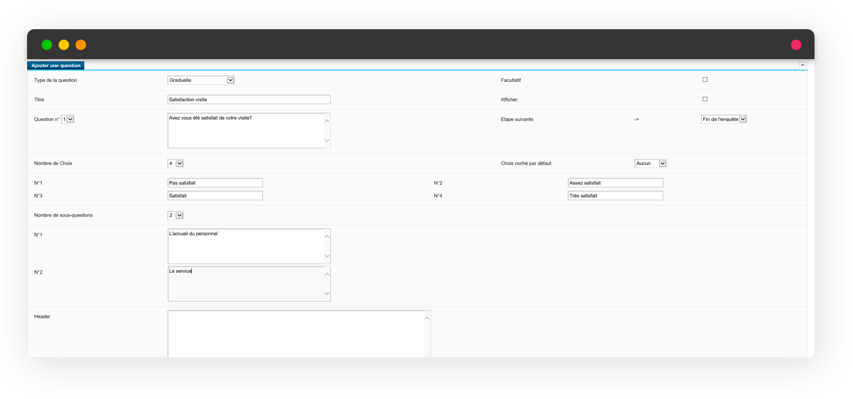 Enquête de satisfaction